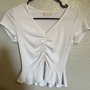 Love Wins Ruched Cropped Blouse